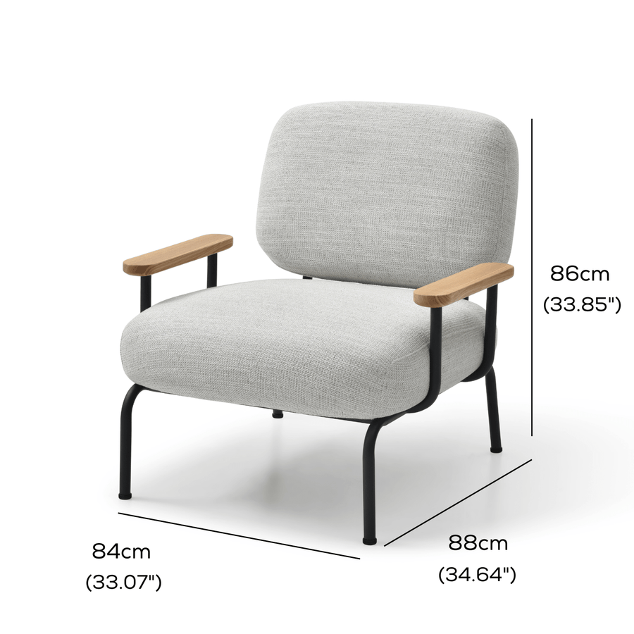 Mattia Upholstered Armchair Natural Pepper measurements