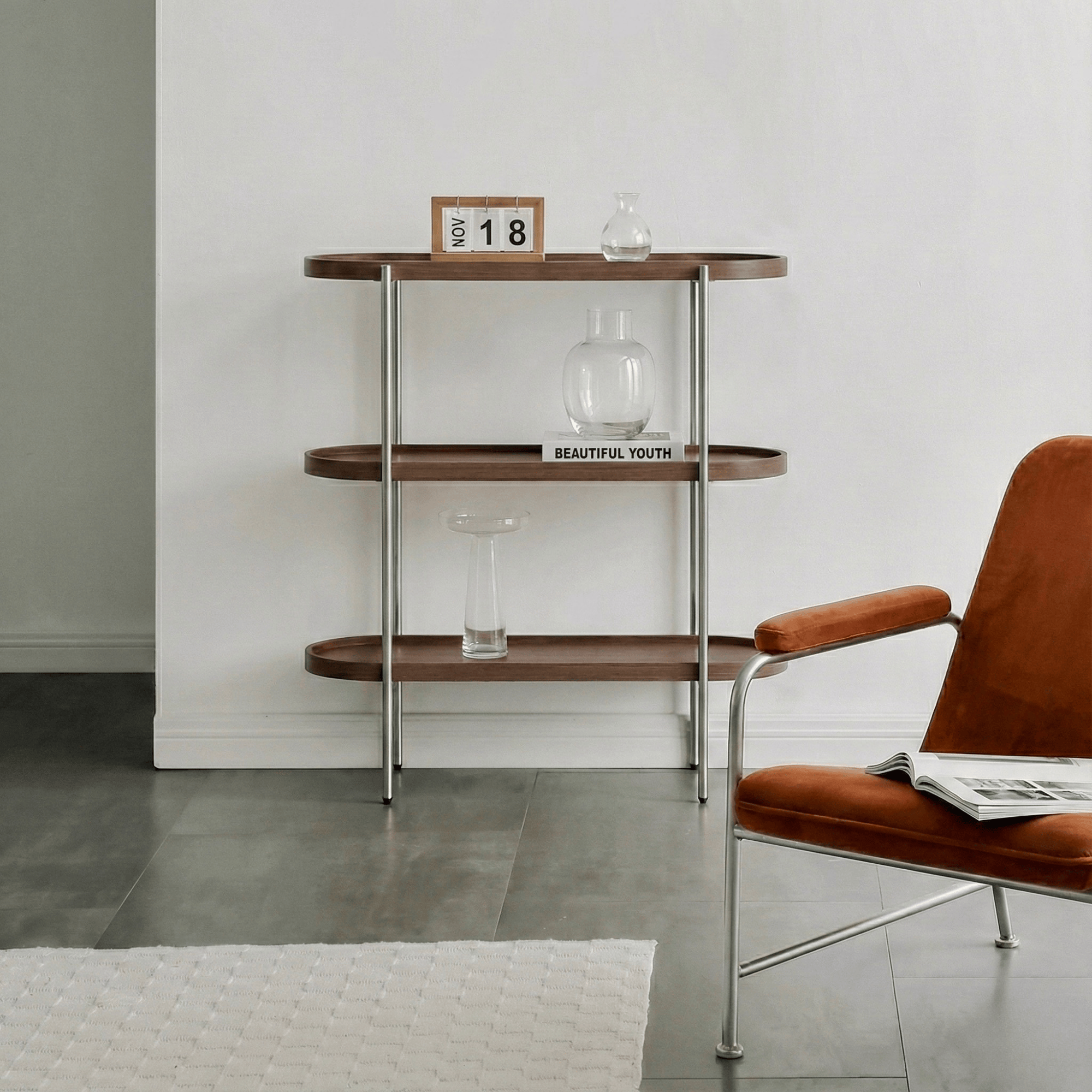 Seek & Ramble Accent Chair Milo Lounge Chair Brushed Steel Brunswick Rust