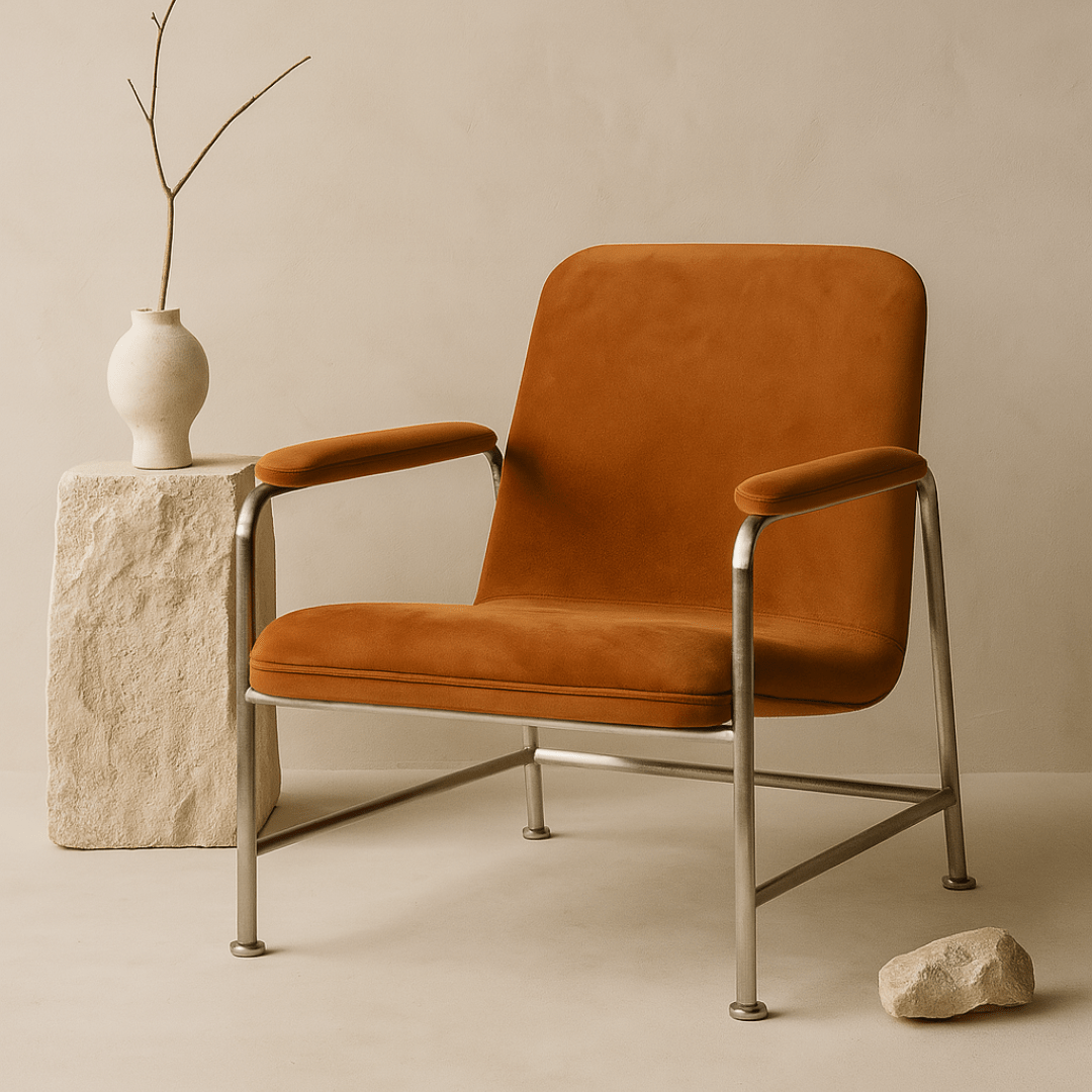 Seek & Ramble Accent Chair Milo Lounge Chair Stainless Steel Brunswick Rust