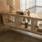Seek & Ramble Cabinets Oscar 1.8m Natural Oak and Fluted Glass Low Sideboard