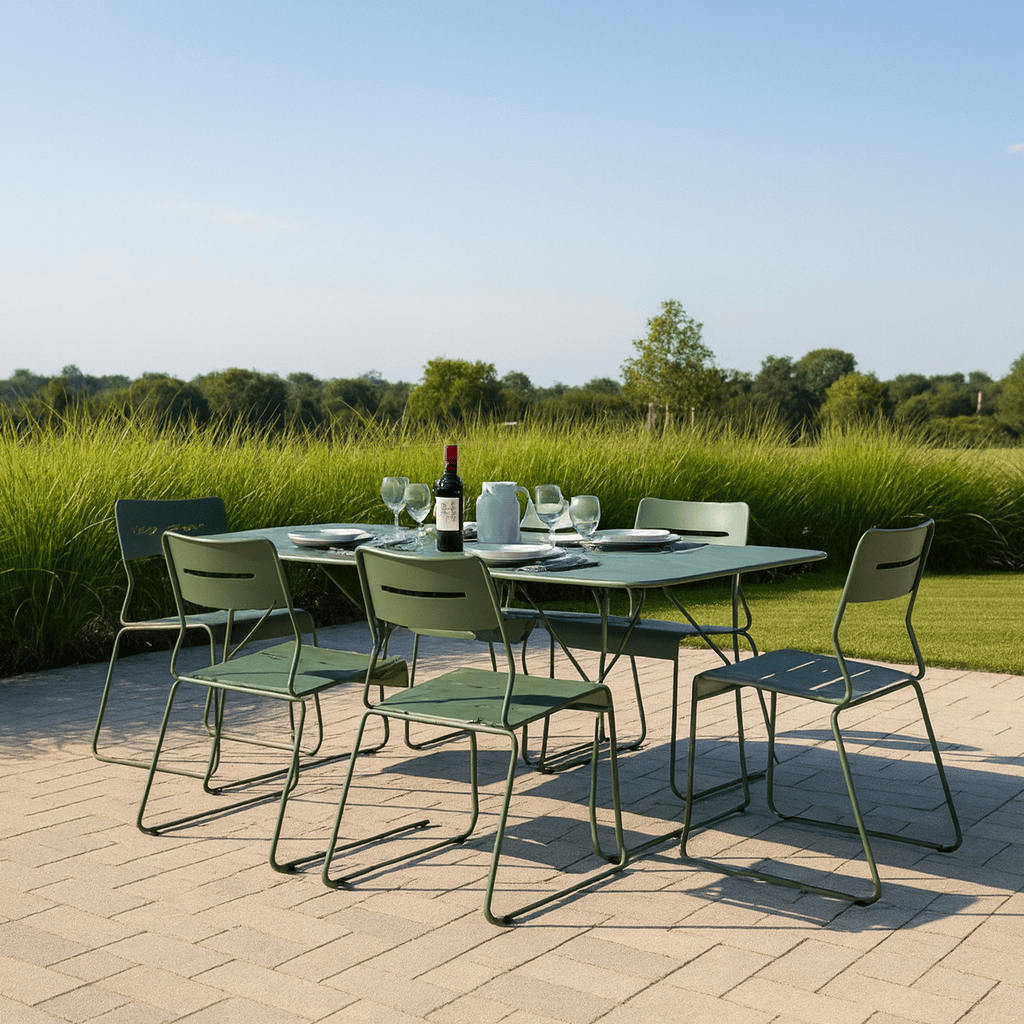 Seek & Ramble Armchair Parco Outdoor 7Pce Dining Table and Chairs Olive