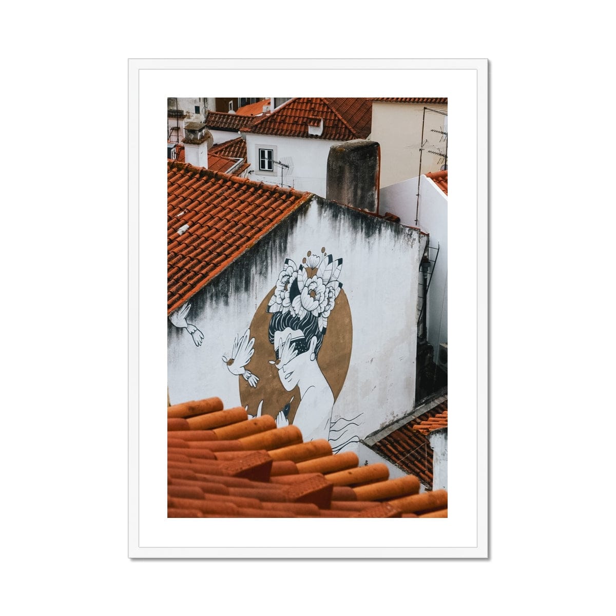 Seek & Ramble Framed Print A1 Portrait / White Frame Portugal Lisbon Alfama Art Framed Print