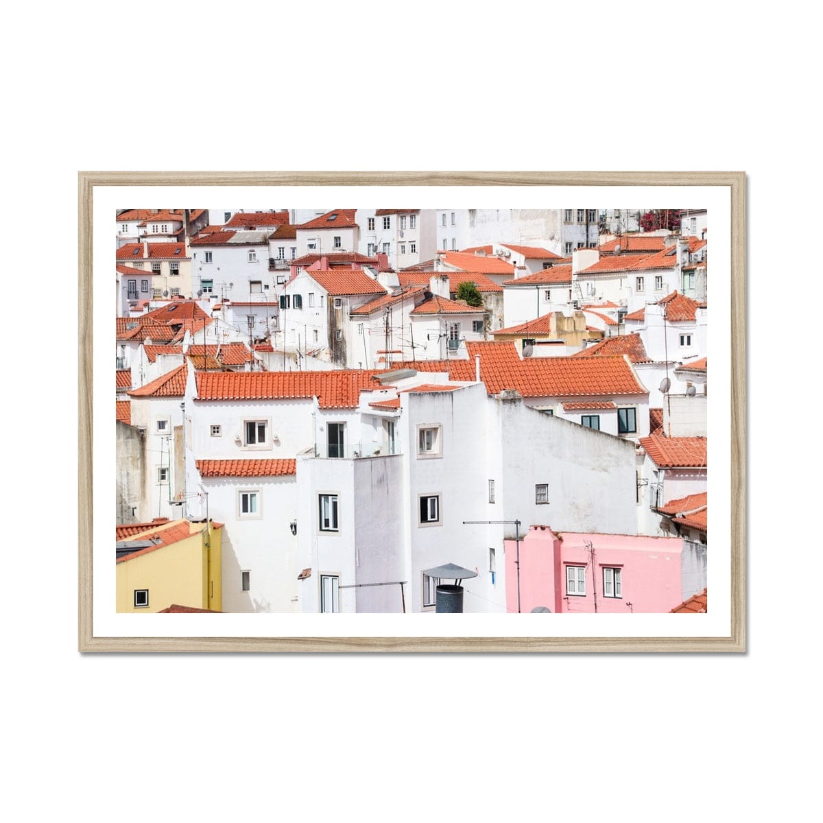 Seek & Ramble Framed Print A1 Landscape / Natural Frame Portugal Lisbon Alfama Rooftops Framed Print