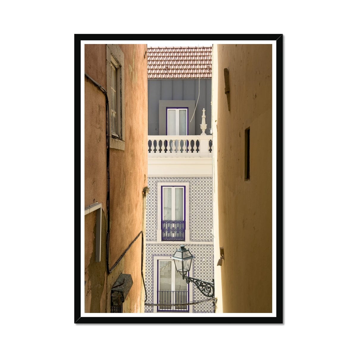 Seek & Ramble Framed A1 Portrait / Black Frame Portugal Lisbon Alfama Streets Framed Print