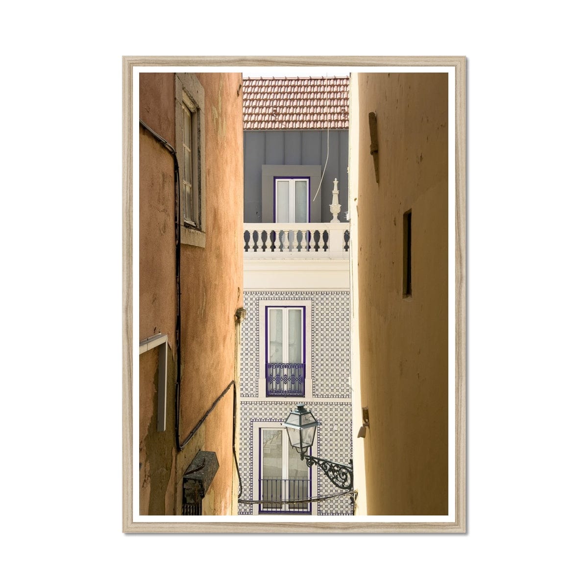 Seek & Ramble Framed A1 Portrait / Natural Frame Portugal Lisbon Alfama Streets Framed Print