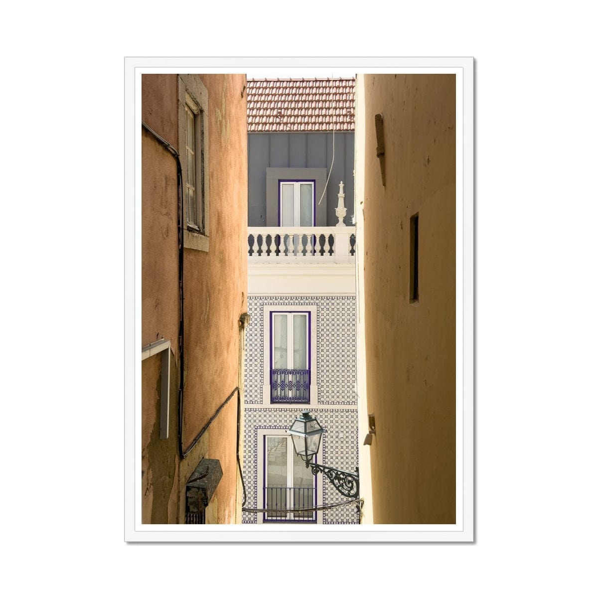 Seek & Ramble Framed A1 Portrait / White Frame Portugal Lisbon Alfama Streets Framed Print