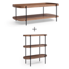 Seek & Ramble Coffee Tables Set of 2 Cleo Walnut Coffee Table and 3 Tier Bookcase
