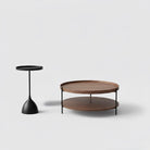 Seek & Ramble Coffee Tables Set of 2 Round Coffee Table Walnut & Tray Top Side Table Bundle