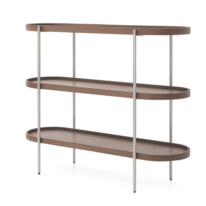 mid century modern bookcase 3 tier ash wood gold frame 90cm narrow for small spaces