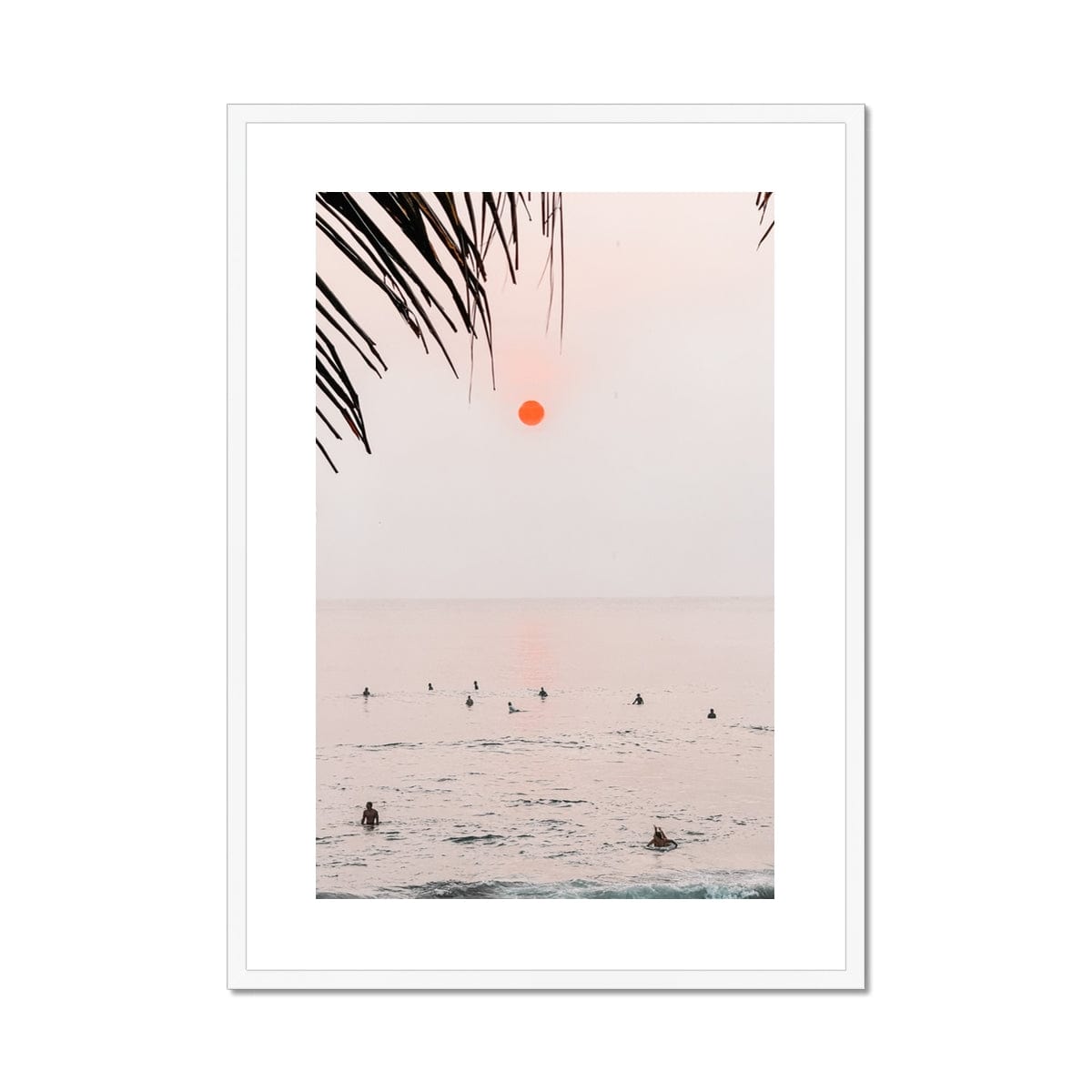 Seek & Ramble Framed A4 Portrait / White Frame Sunset Surfers Bali Coast Framed Print