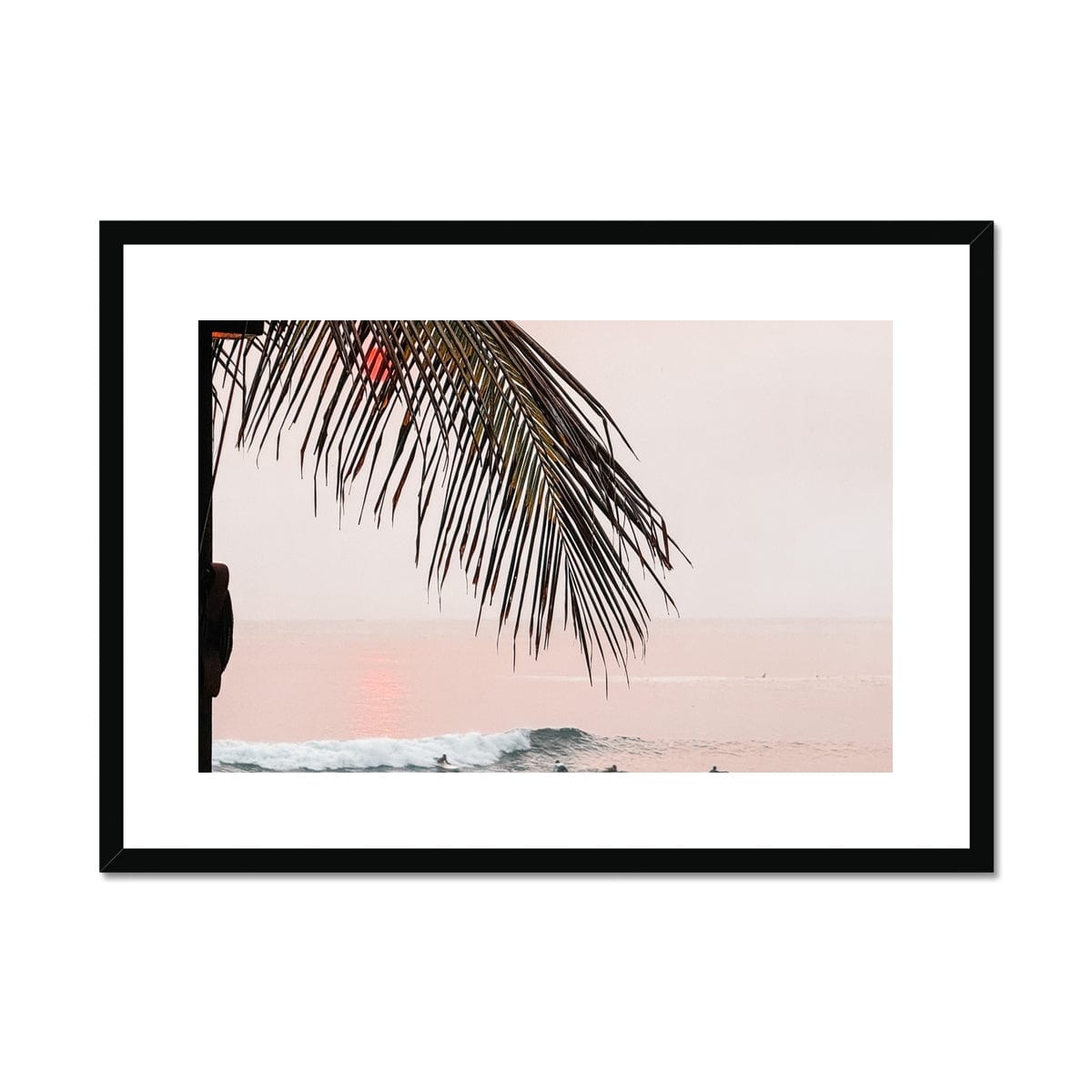 Prodigi Fine art A4 Landscape / Black Frame Sunset Surfers Serenity Bali  Framed Print