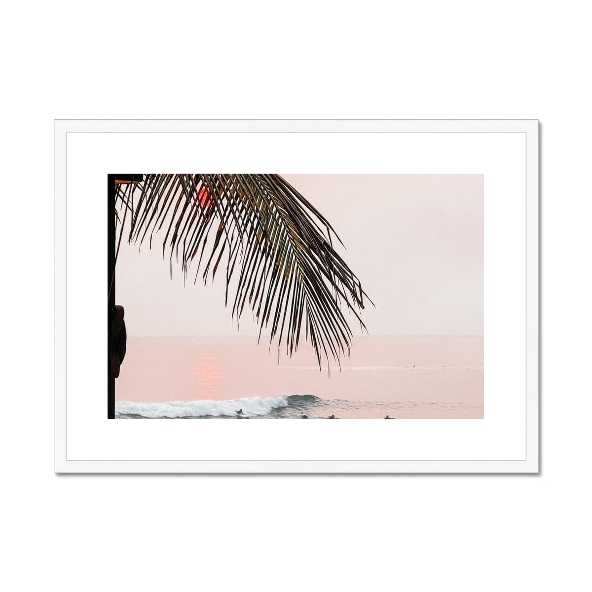 Prodigi Fine art A4 Landscape / White Frame Sunset Surfers Serenity Bali  Framed Print