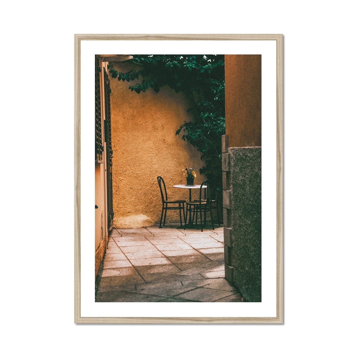 Seek & Ramble Framed Print A1 Portrait / Natural Frame Table For Two Italy Framed Print