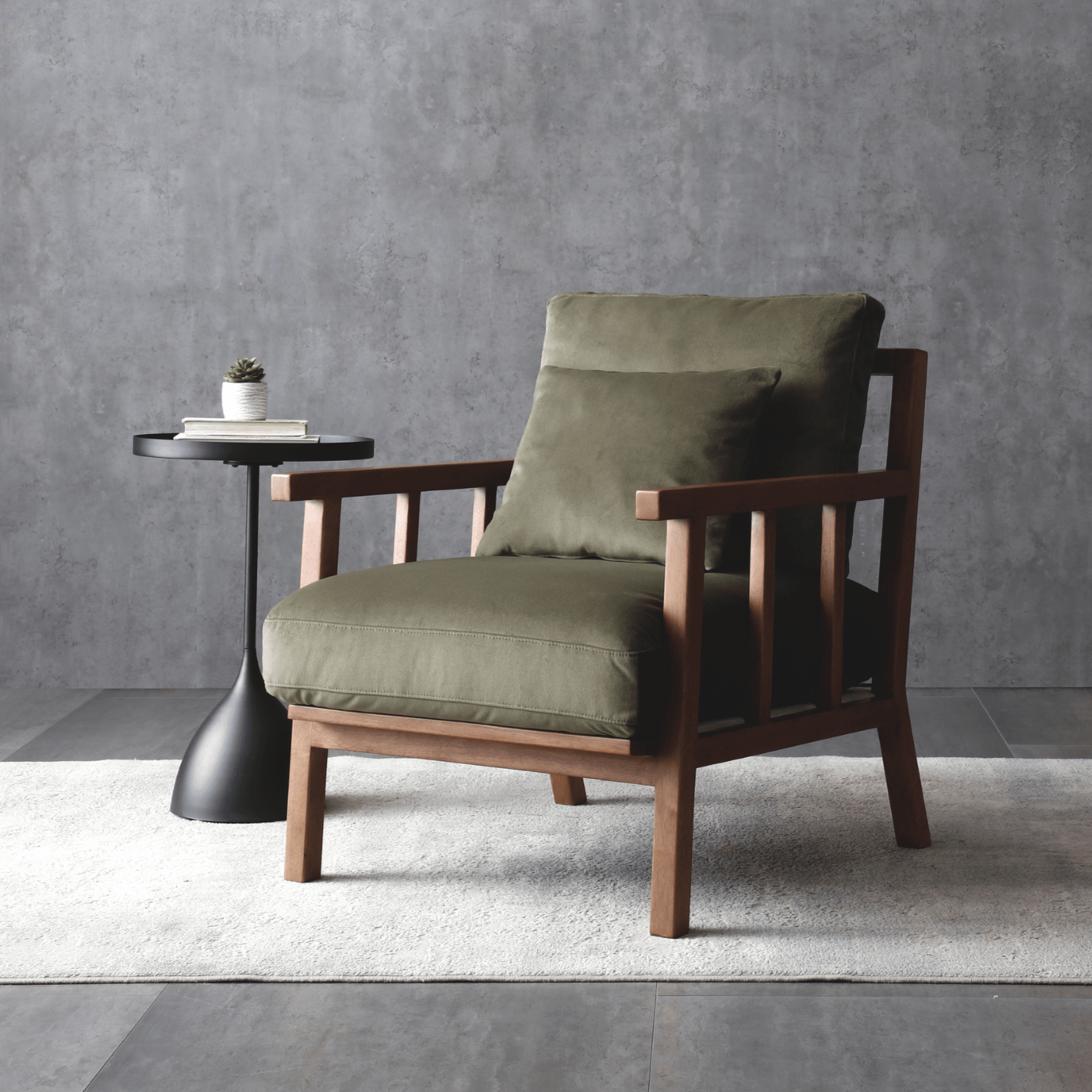 Seek & Ramble Accent Chair Terrence Occasional Upholstered Armchair Olive