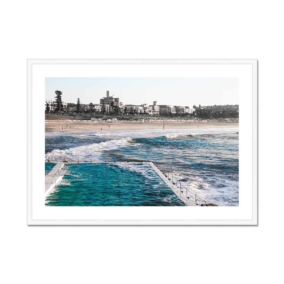 Seek & Ramble Framed Print A4 Landscape / White Frame View From Bondi Icebergs Framed Print