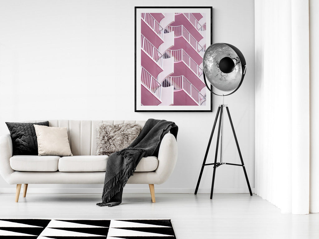SeekandRamble Framed Waikiki Abstract Architecture Pink Balconies Print
