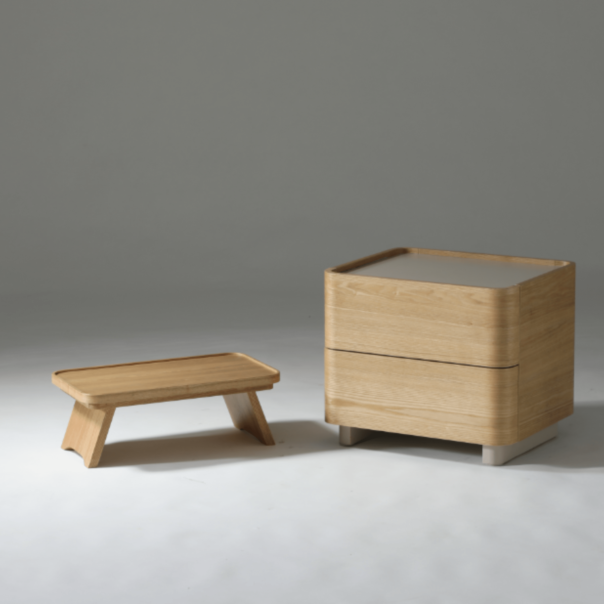 Seek & Ramble Bedsides Xara 2 Drawer Bedside Natural Ash & Warm Grey
