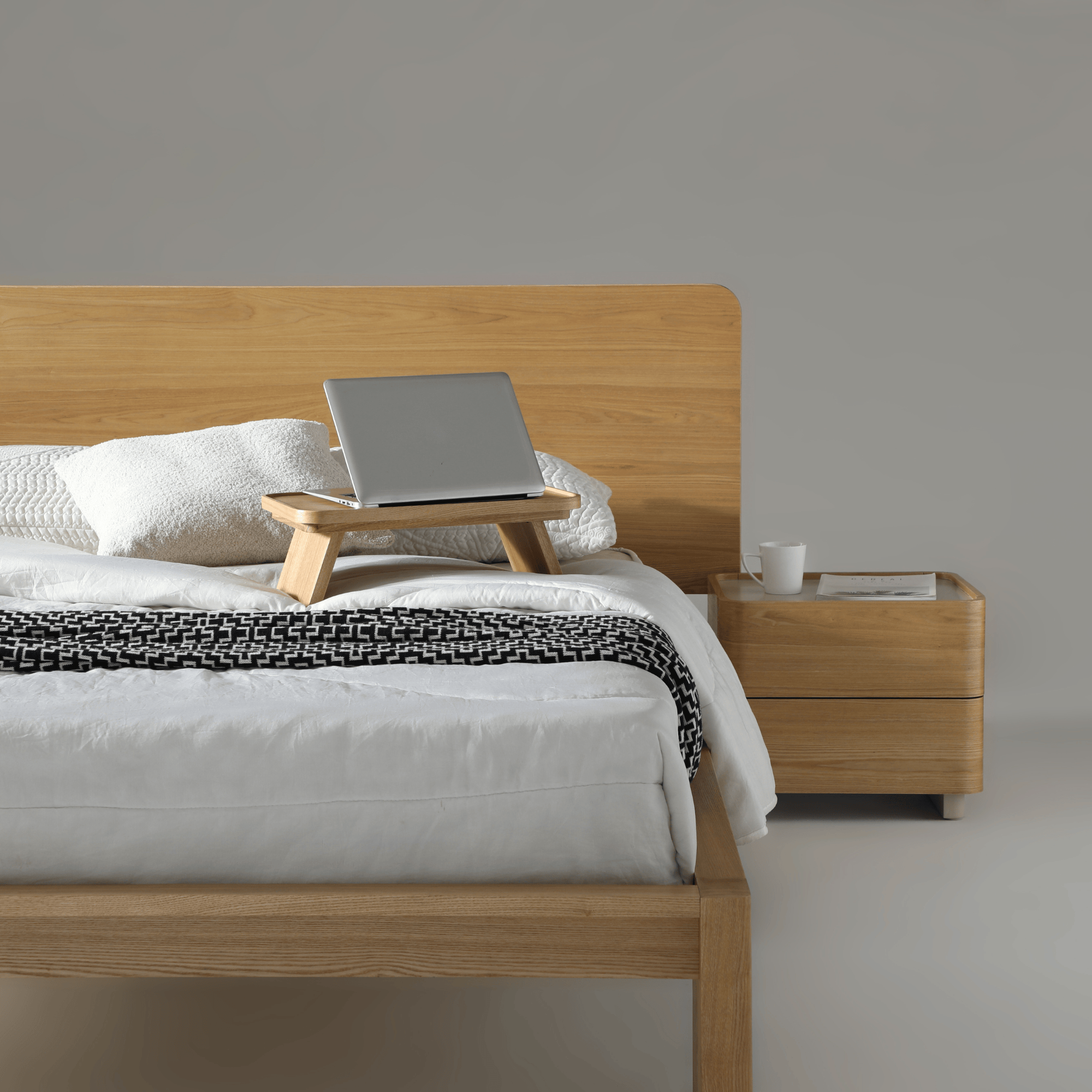 Seek & Ramble Bedsides Xara 2 Drawer Bedside Natural Ash & Warm Grey