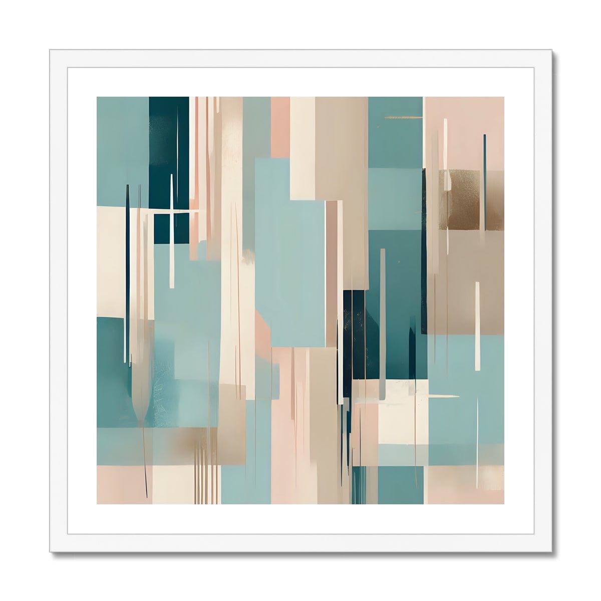 Seek & Ramble Framed 12"x12" / White Frame Abstract Blues #2 Framed Print