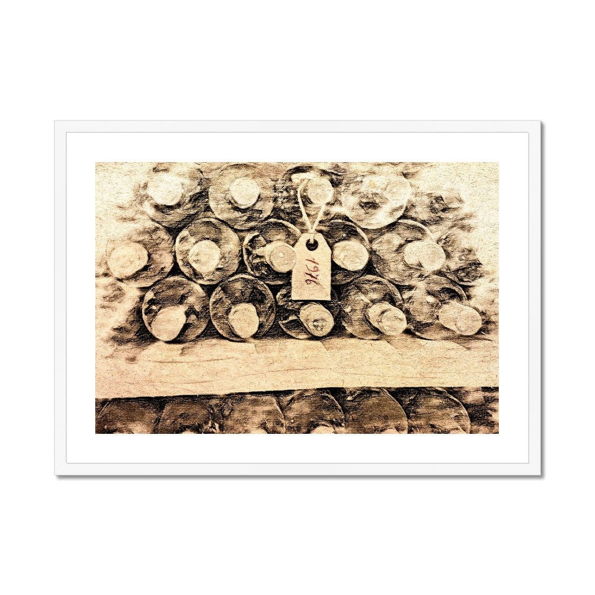 Seek & Ramble Framed A4 Landscape / White Frame 1976 Vintage Wine Cellar Framed Print Tuscan wine cellar