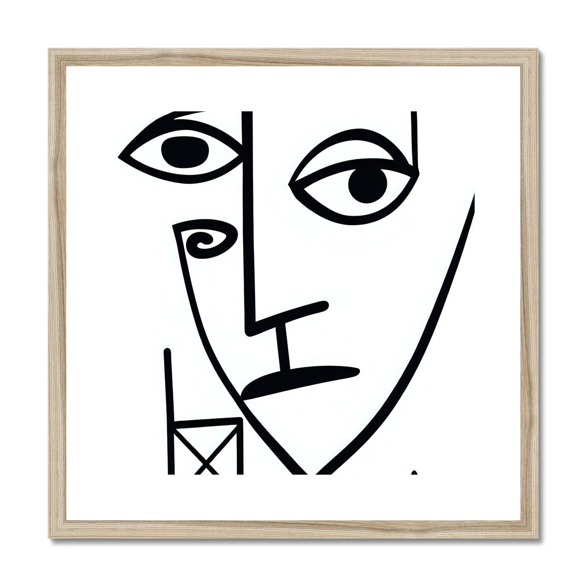 Seek & Ramble Framed 12"x12" / Natural Frame Ai Picasso Style Face Framed & Mounted Print