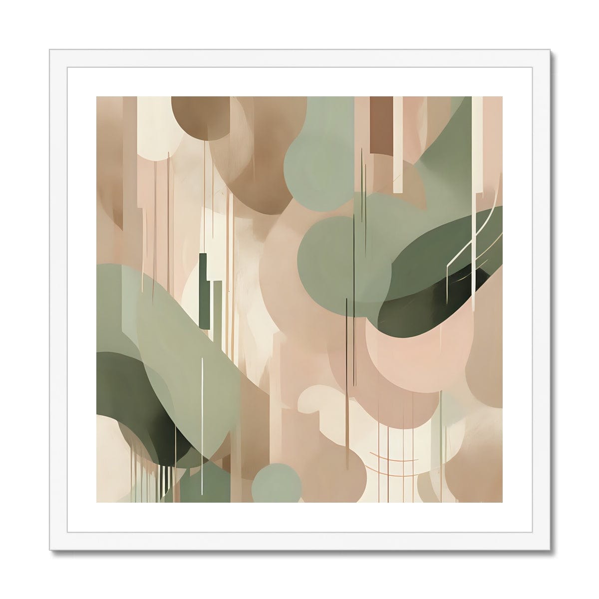 Seek & Ramble Framed 12"x12" / White Frame Abstract Sage #1 Framed Print
