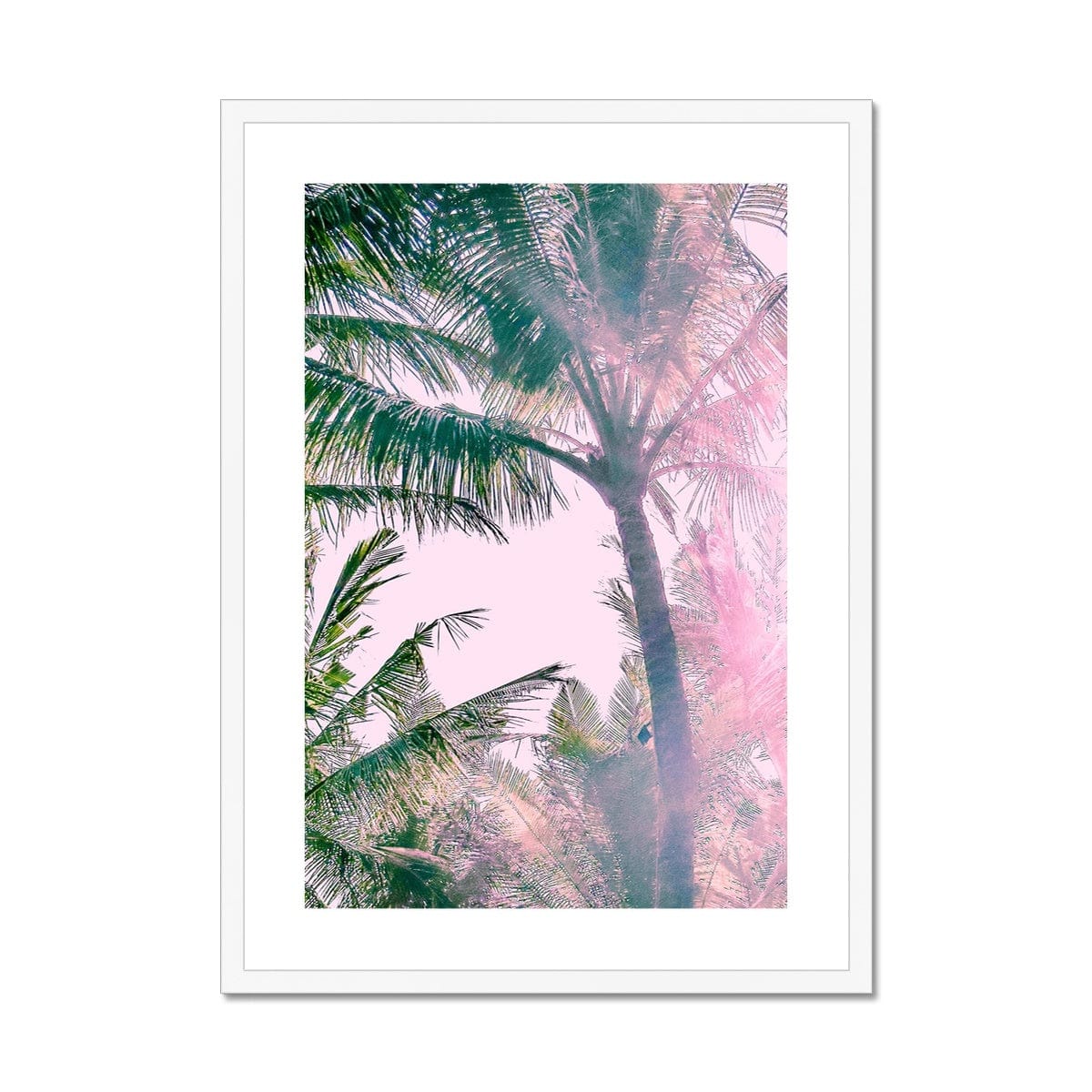 Seek & Ramble Framed 16"x20" / White Frame Pink Palm Trees Framed & Mounted Print