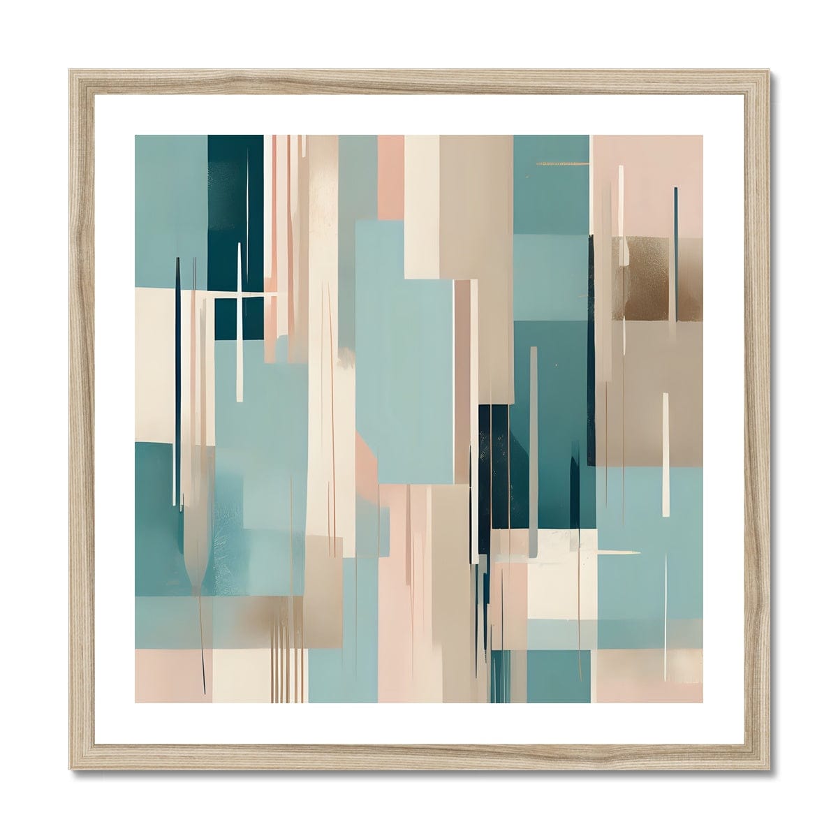 Seek & Ramble Framed 12"x12" / Natural Frame Abstract Blues #2 Framed Print