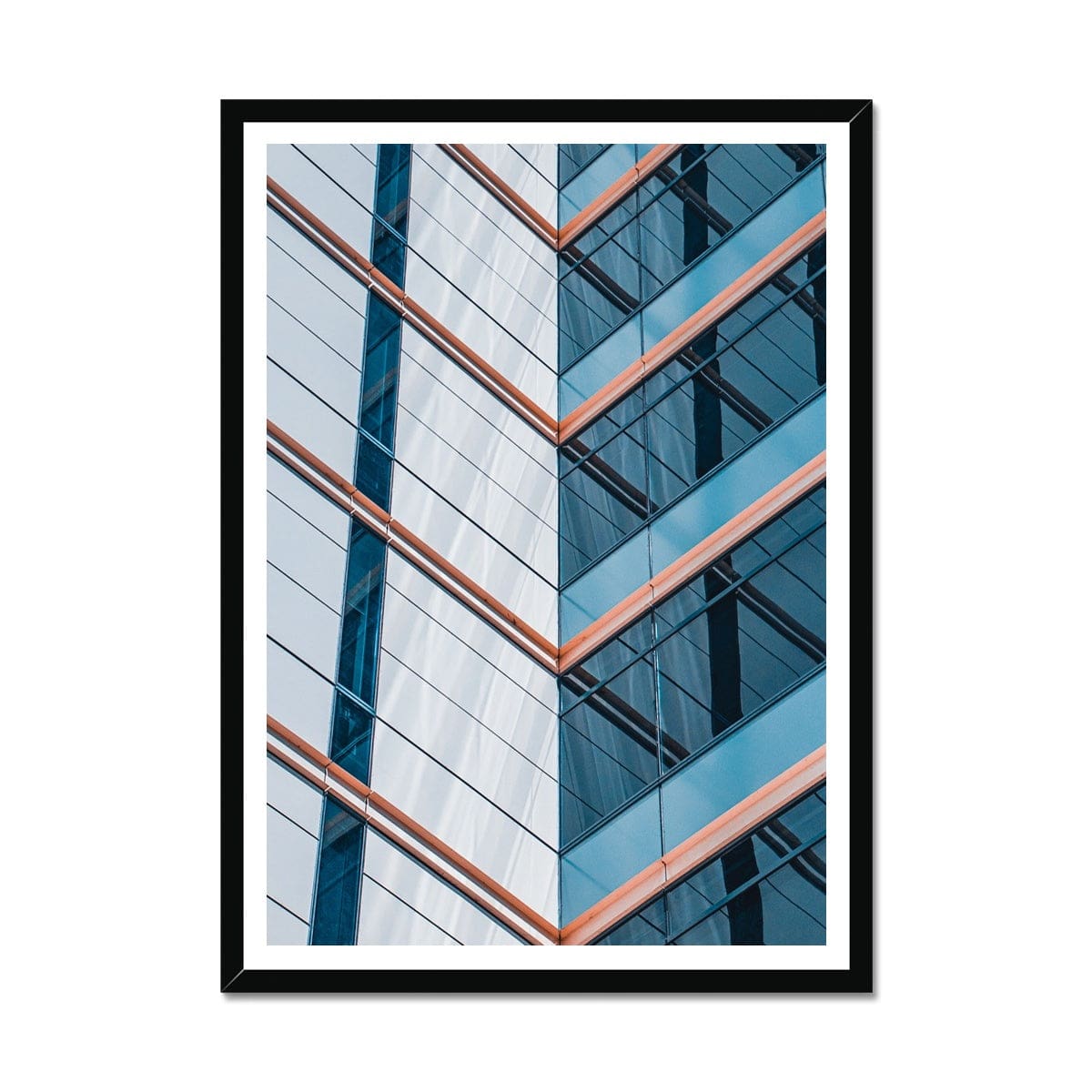 Seek & Ramble Framed A4 Portrait / Black Frame Blue Abstract Architecture Framed Print
