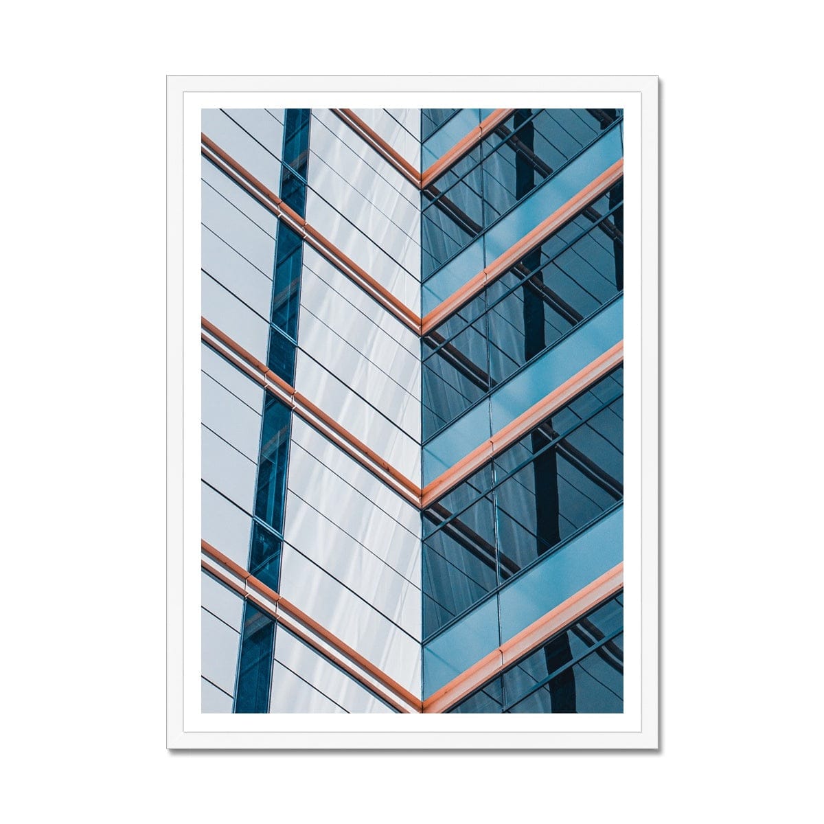 Seek & Ramble Framed A4 Portrait / White Frame Blue Abstract Architecture Framed Print