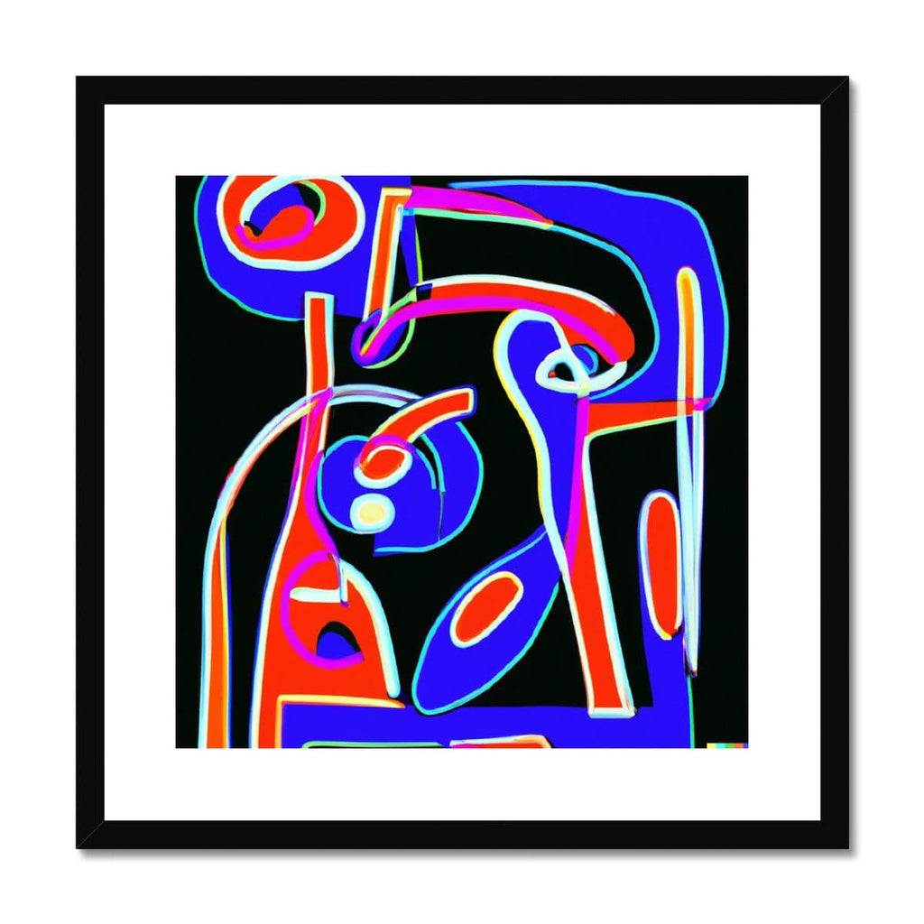 Seek & Ramble Framed 12"x12" / Black Frame Ai Picasso Style Neon Dreams Framed & Mounted Print
