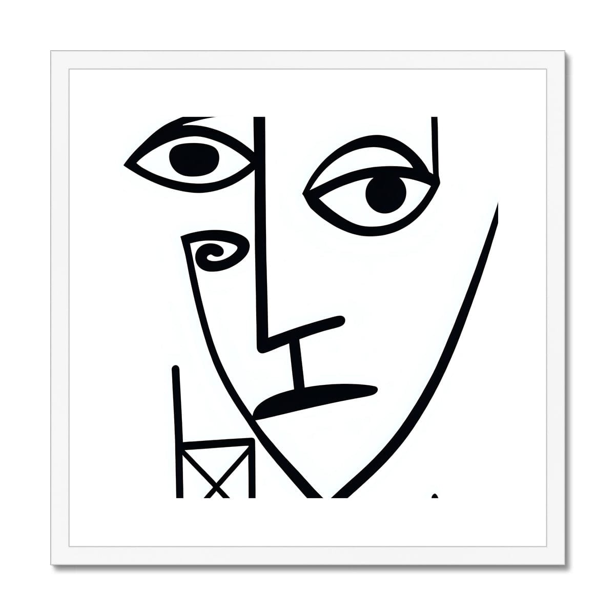 Seek & Ramble Framed 12"x12" / White Frame Ai Picasso Style Face Framed & Mounted Print