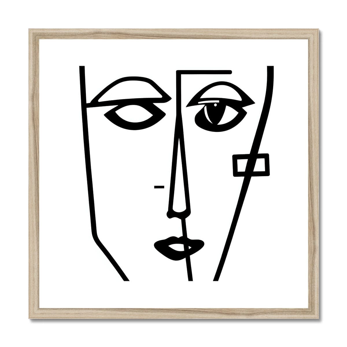 Ai Picasso Style Line Drawing Face Framed Print | Seek & Ramble
