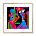 Seek & Ramble Framed 12"x12" / Natural Frame Ai Picasso Style Retro Neon Abstract Framed & Mounted Print
