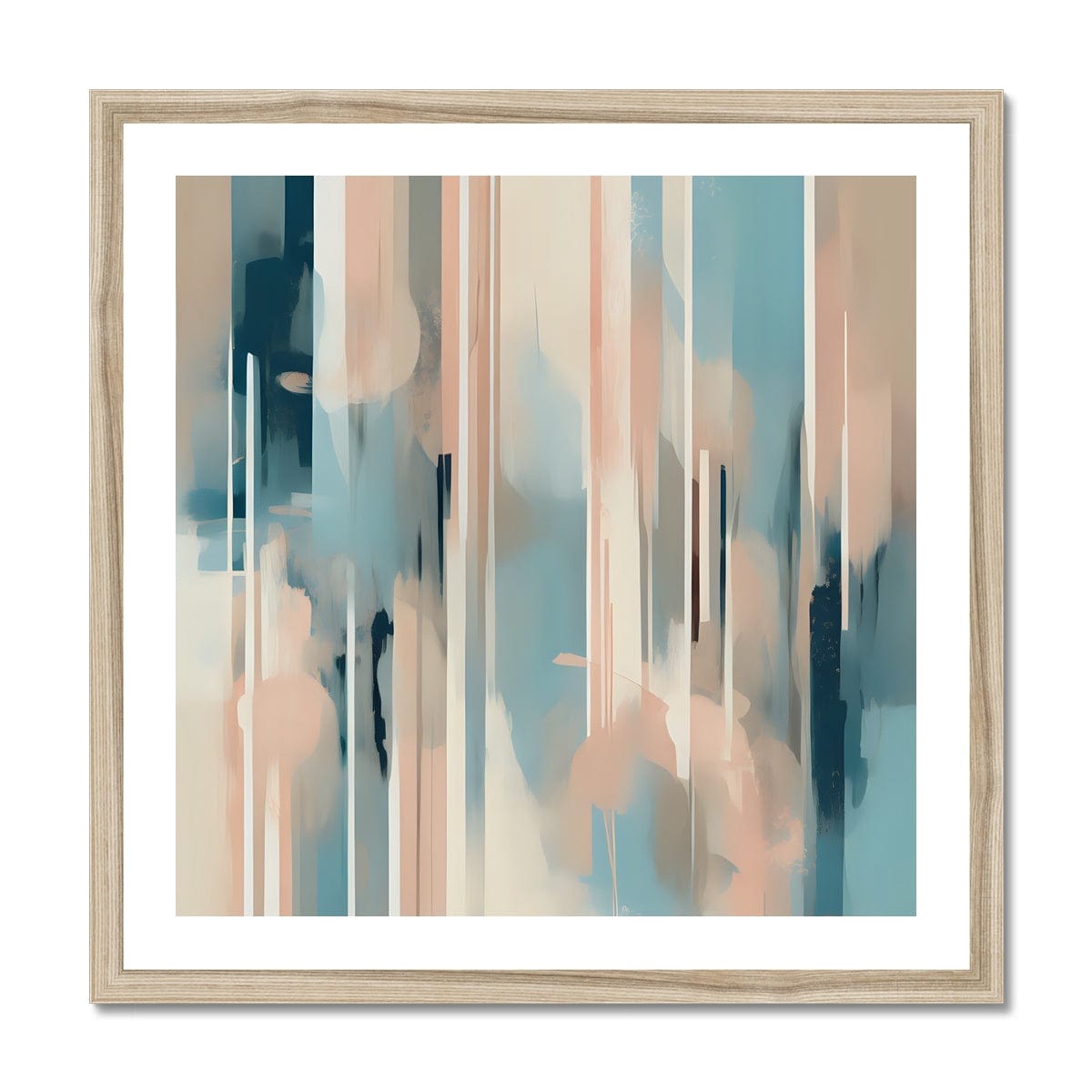 Seek & Ramble Framed 12"x12" / Natural Frame Abstract Blues #1 Framed Print