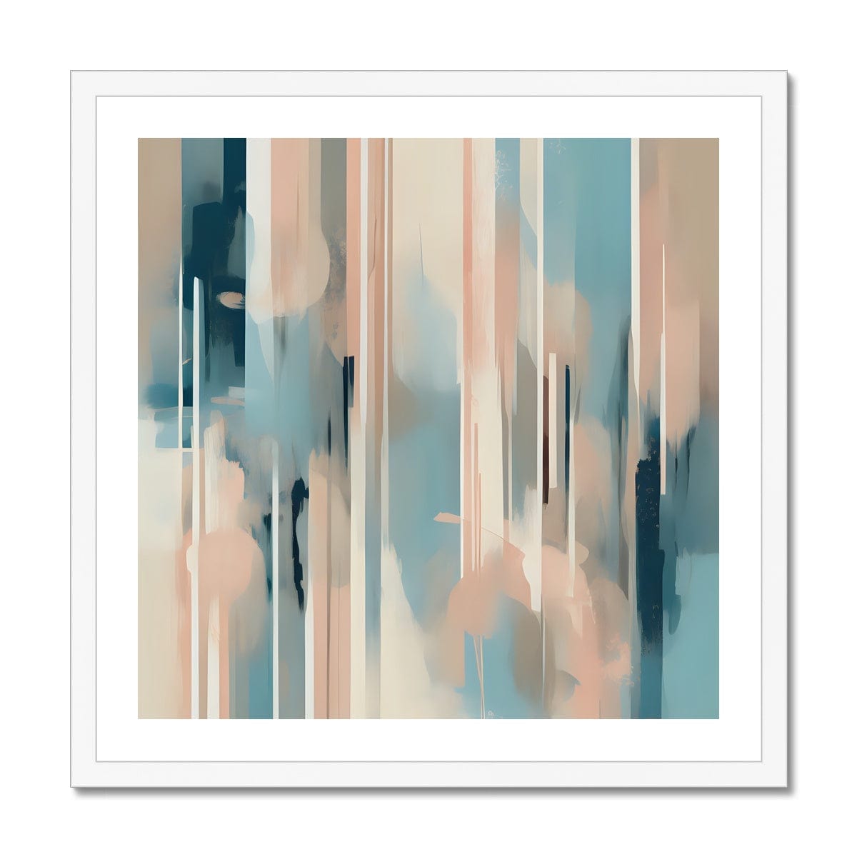 Seek & Ramble Framed 12"x12" / White Frame Abstract Blues #1 Framed Print