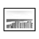 Adam Davies Framed 28"x20" / Black Frame Black & White Beach Fence Framed & Mounted Print