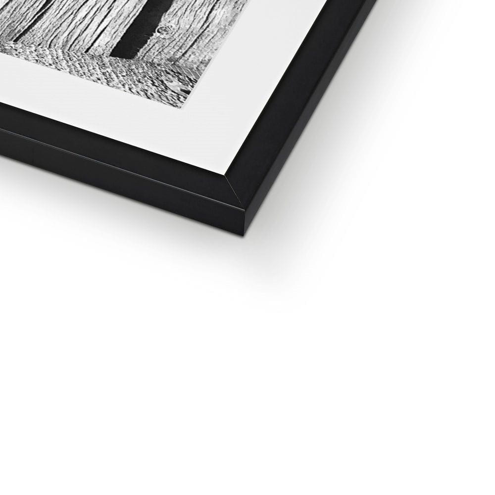 SeekandRamble Framed Black & White Beach Fence Framed & Mounted Print