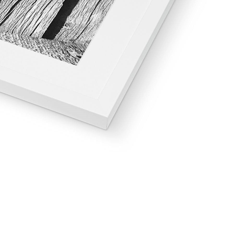 SeekandRamble Framed Black & White Beach Fence Framed & Mounted Print
