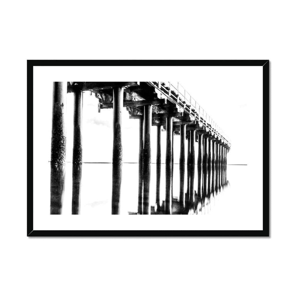 Adam Davies Framed A4 Landscape / Black Frame Black & White Urungan Pier Framed & Mounted Print