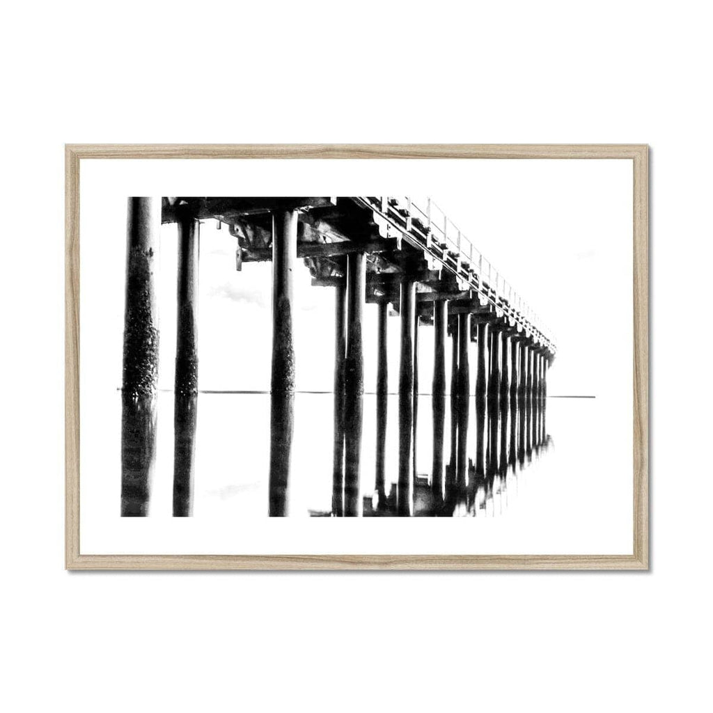 SeekandRamble Framed A4 Landscape / Natural Frame Black & White Pier Framed & Mounted Print