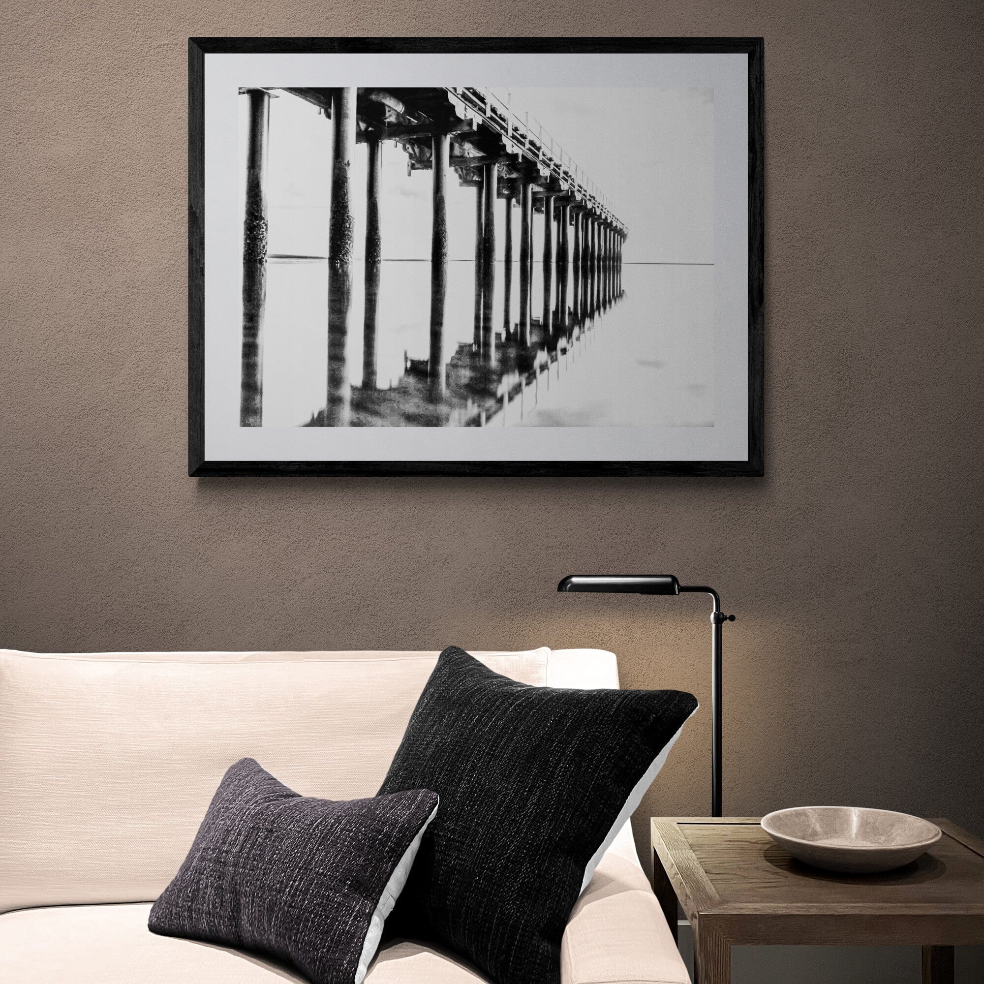 Adam Davies Framed Black & White Urungan Pier Framed & Mounted Print