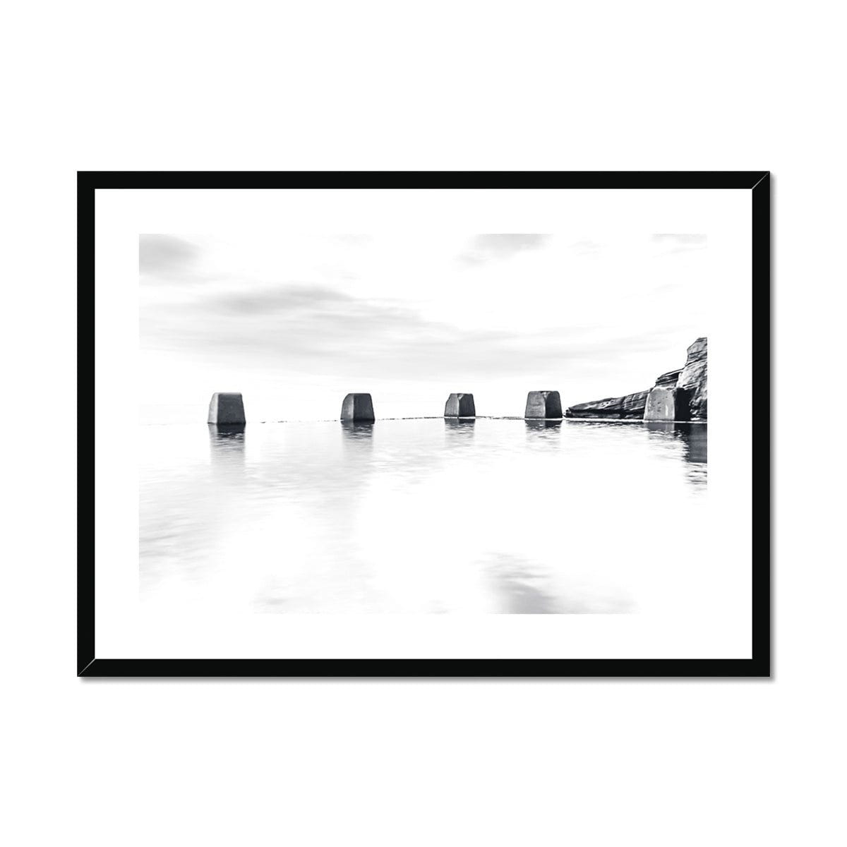 Adam Davies Framed 28"x20" / Black Frame Black & White Pool Blocks Framed & Mounted Print