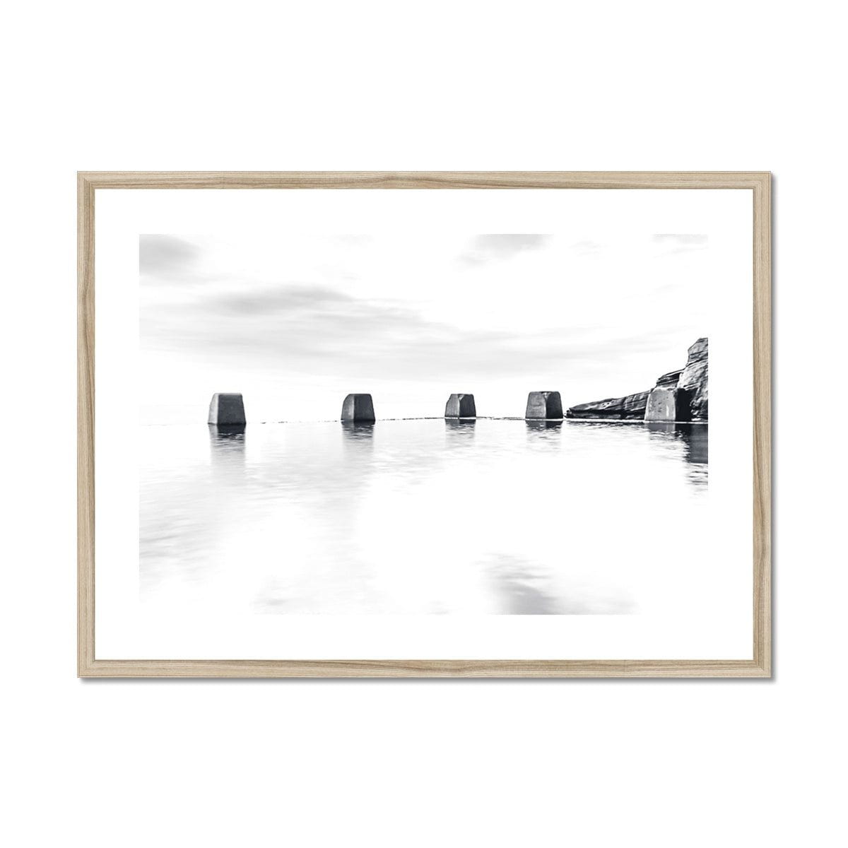 Adam Davies Framed 28"x20" / Natural Frame Black & White Pool Blocks Framed & Mounted Print