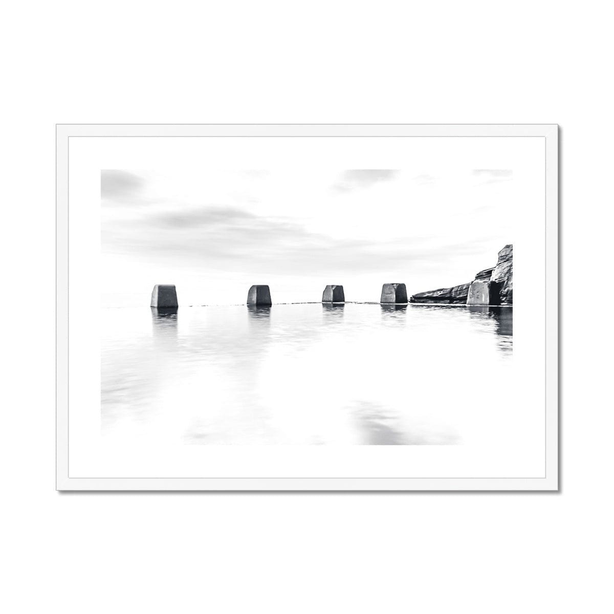 Adam Davies Framed 28"x20" / White Frame Black & White Pool Blocks Framed & Mounted Print