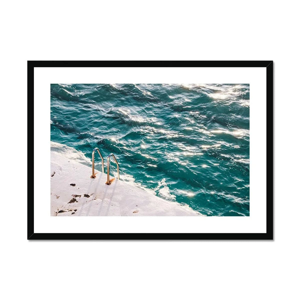 SeekandRamble Framed 28"x20" / Black Frame Bondi Icebergs Ladder  Framed & Mounted Print