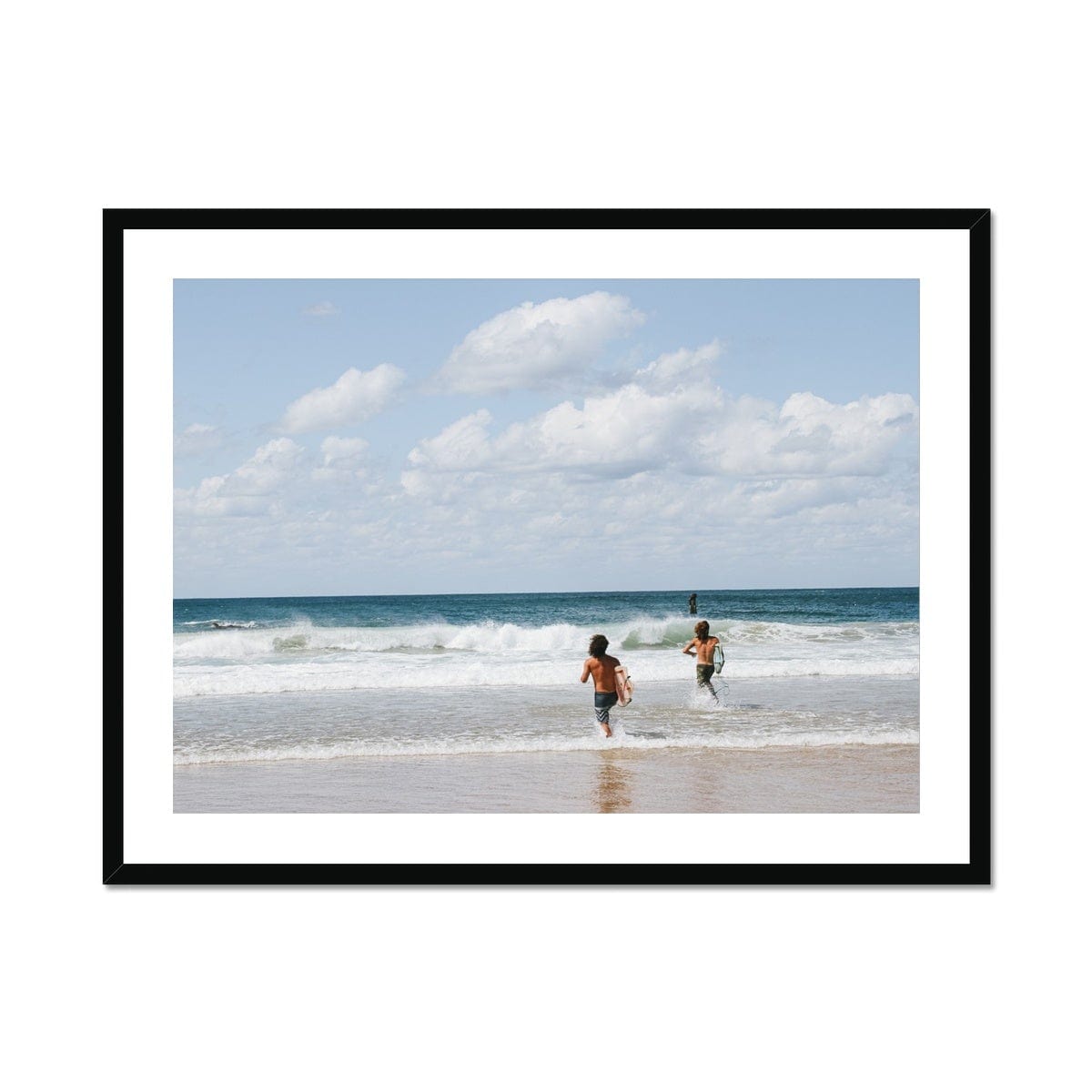 Adam Davies Framed A2 Landscape (42x59cm) / Black Frame Byron Surfers Framed & Mounted Print