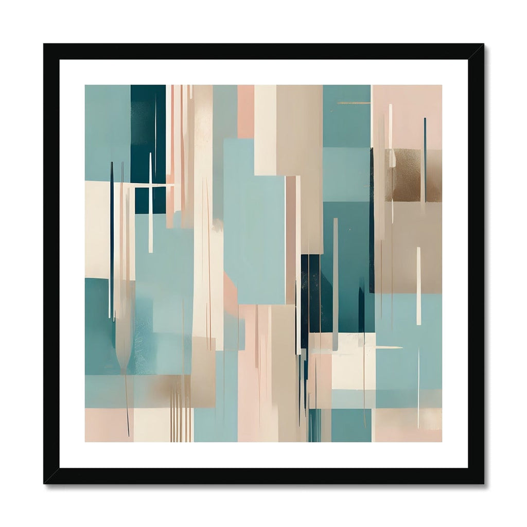 Seek & Ramble Framed 12"x12" / Black Frame Abstract Blues #2 Framed Print