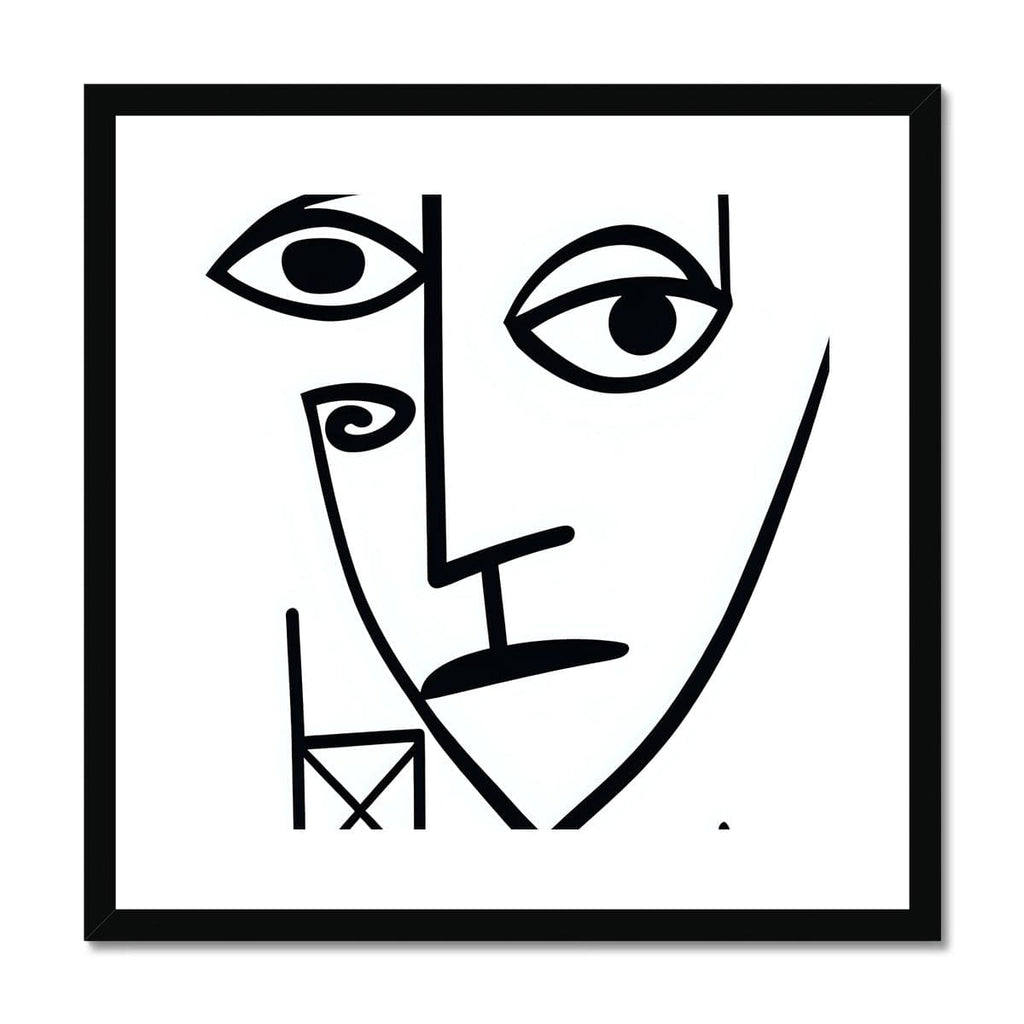 Seek & Ramble Framed 12"x12" / Black Frame Ai Picasso Style Face Framed & Mounted Print