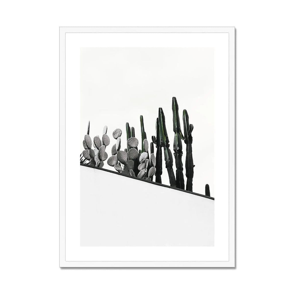 SeekandRamble Framed 20"x28" / White Frame Cactus Rooftop Framed Print